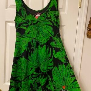 Desigual Green and Black Leaf Pattern Dress
